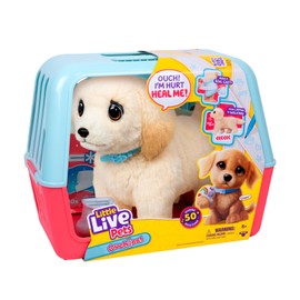 Little Live Pets Ouchies Cooper The Retriever Puppy, 50+ Sounds, Limping to Walking Puppy Toy with Vet Carrier, Interactive Toy Dog for Kids Ages 5+