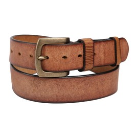Jack&Chris Genuine Leather Dress Belt for Men 37mm Classic Buckle Casual Belt for Jeans,JC323-Yellow Brown