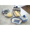 Blue Rose Polish Pottery Blue Violet Butter Dish