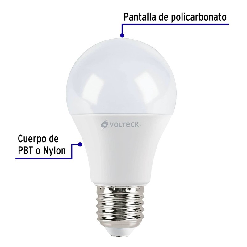 Volteck LED-60FX4, Lámpara de led, A19, 9W, E27, luz de