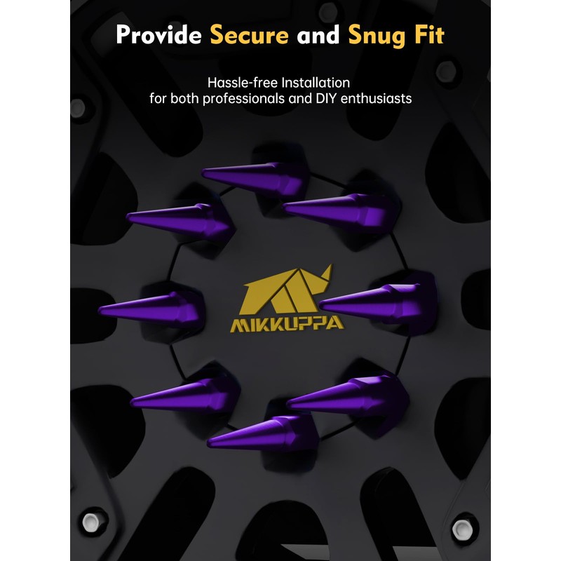 MIKKUPPA M14x1.5 Wheel Spike Lug Nuts, 32 PCS Purple Spiked