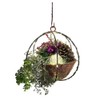 Artificial Christmas Hanging Basket with Pine Cones Red Berries White