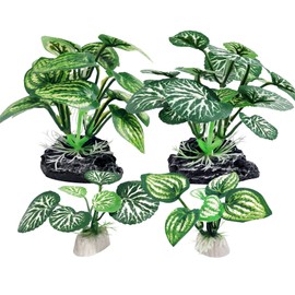 Vtapliea 4PCS Aquarium Plants Betta Fish Tank Decorations Small Size Soft Faux Silk Aquarium for Hiding Fish Reptil