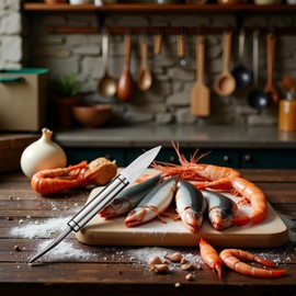 2024 New 5 in 1 Multifunctional Shrimp Line Fish Maw Knife with Cleaning Cloth, 304 Stainless Steel Shrimp Peeler, Fish Scale Remover, Kitchen Fish and Shrimp, Duck Intestine Cleaner Seafood Tools