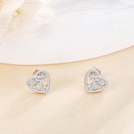 ONEFINITY Tree of Life Earrings 925 Sterling Silver Tree of Life Stud Earrings Heart Tree of Life Stud Earrings Jewellery Gifts for Women, No Gemstone