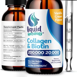 Liquid Collagen and Biotin 2 Fl. Oz Ultra-Strength Collagen Supplements for W...