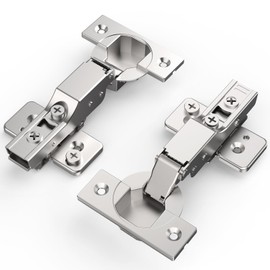 Chibery 20 Pack Frameless Half Overlay Soft Close Concealed Hinges, Satin Nickel, Self Closing, 105° Open Angle 3D Adjustment, Stop 85 ＆ 105 Degrees, Clip On, Stainless Steel for Cabinet Door