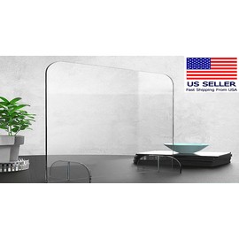 CrownKit Sneeze Guard-30”W x 24”H Clear Acrylic 6mm Table Divider Stand Barrier Premium Plexiglass Protective Shield for Office, Reception, School (No Transaction Window)