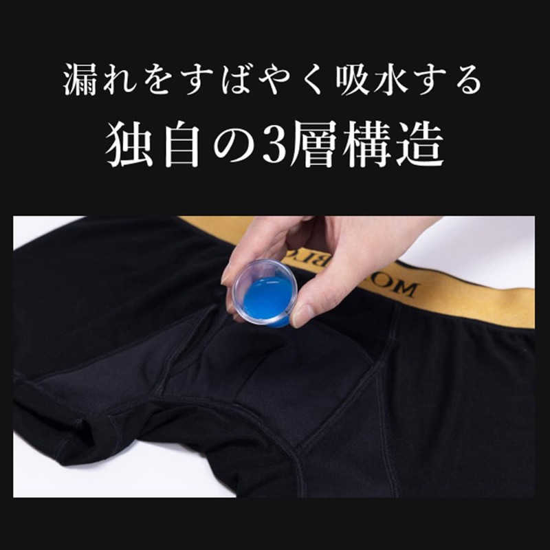 iSDG Men’s Boxer Shorts, Open Front, 3-Layer Construction, Absorbing Pad