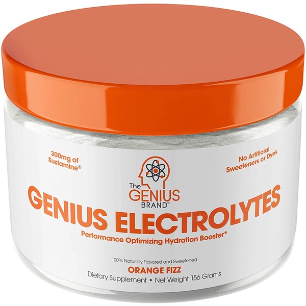 Genius Electrolyte Powder – Natural Hydration Booster | Endurance Supplement with Electrolytes (Potassium, Magnesium, Zinc) - Sugar Free, Vegan, Keto Friendly Energy - Orange Fizz (Drink Mix), 30 Sv