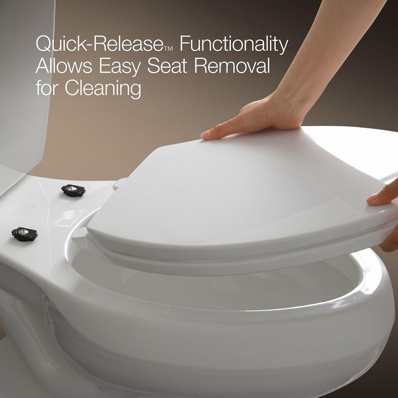 KOHLER K-7316-0 Quick Release Round Front Toilet Seat, White