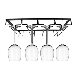Keenso Wall Mounted Iron Wine Glass Holder, Under Cabinet Storage, 4 Rails, 40 X 22.5 X 5.5 Cm