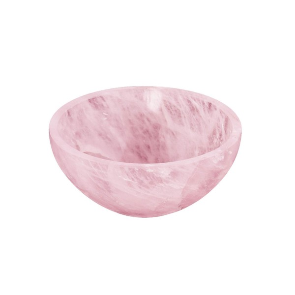 Blessfull Healing Piedra de cuarzo rosa tallada hecha a mano Feng Shui Bowl generador de energía espiritual Reiki regalo sanador cristal cargado I 7,6 cm aprox