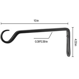 10 inch Plant Hanger, Sturdy Hanging Plant Bracket Outdoor, Hanging Plant Wall Hook Heavy Duty, for Hanging Bird Feeders, Planters, Lanterns, Wind Chimes, Indoor/Outdoor Use, Black, Set of 2