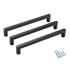 Aibeli 30 Pack 8 Inch (Center to Center 8in) Oil-Rubbed Bronze Square Cabinet Pulls Drawer Handles Cupboard Handles Modern Stainless Steel Kitchen Cabinet Handles and Pulls, Drawer Handles and Pulls