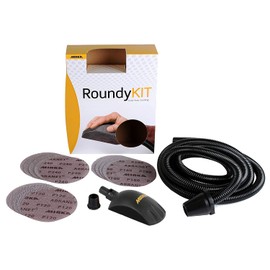Mirka Roundy Dust-Free Hand Sanding Block Kit Set for use with 6'' Sandpaper Disc/Hook and Loop/Abranet Mesh Net Discs/Vacuum Hose, Black, Yellow (KIT00ROUND)