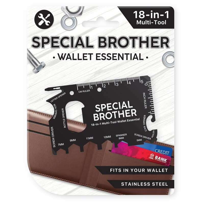 Multi-Tool Wallet Essential 18 in 1 Stainless Steel Card, for