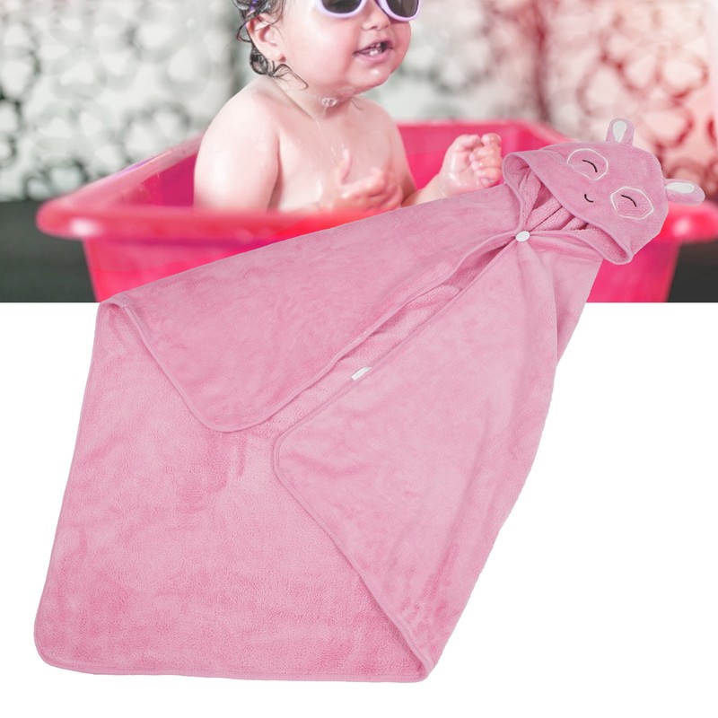 Kids Bath Towels Hooded Cartoon Bathrobe Thicken Coral Fleece Soft