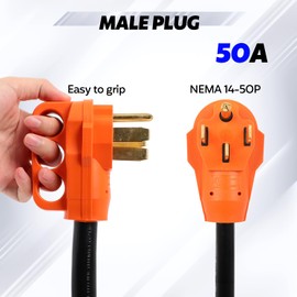 50Amp to 15Amp RV Electrical Adapter, NEMA 14-50P Male to 3X 5-15R / 5-20R Female with LED Indicator, 10/3 STW Durable RV Power Adapter with Ergonomic Handle, 13 Inches