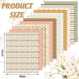 Whaline 12Pcs Boho Cotton Fabric Bundles 18 x 22 Inch Boho Rainbow Sun Printed Fat Quarters Colorful Boho Quilting Patchwork Squares Sewing Fabrics for DIY Handmade Crafting Home Party Decor