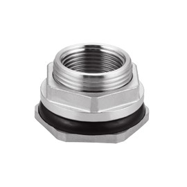 Carvedexquisitely Bulkhead Water Tank Fitting,1" NPT Female Thread,304 Stainless Steel Thru-bulk Fitting