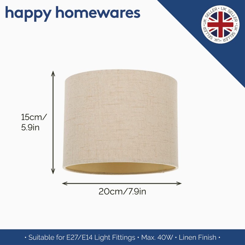 Modern and Elegant Taupe Textured Linen Fabric Small 8" Drum