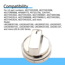 POCPUNAB AEZ73453509 Stove Knobs Replacements Compatible with LG Gas Range Stove Knob Oven Cooktop Burner Contorl Replacement Knobs Parts for LG LRG3095ST LRG3093ST LRG3091ST, 5 Pack