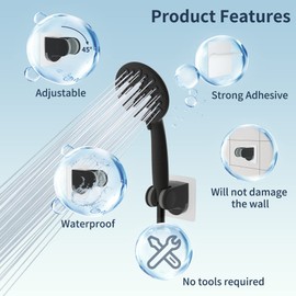 Hibbent Showerhead Holder, Strong Adhesive and Waterproof Handheld Shower Holder and Bracket, Height Adjustable Shower Wand Holder, Wall Mount, No Drilling, Oil Rubbed Bronze