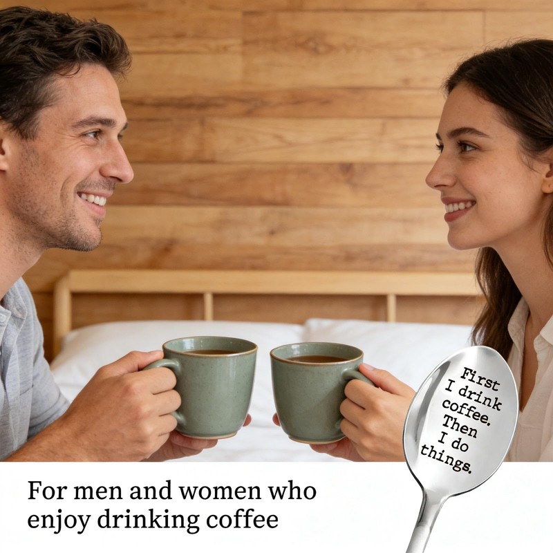 Engraved Stainless Steel Coffee Spoon - Unique Coffee Lovers Gift
