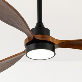 GESUM 52" Outdoor Ceiling Fan With Light, 6 Speeds, Remote Control, Low Profile for Bedroom, Living Room, Dining Room
