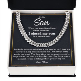 GLAVICY To My Son Cuban Chain Necklace, Son Necklace, Gift For Son Necklace, To My Amazing Son Cuban Link Chain Necklace, Son Jewelry, Stainless Steel, Cubic Zirconia