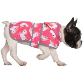 HDE Dog Raincoat with Clear Hood Poncho Rain Jacket for Small Medium Large Dogs Unicorn Ducks Pink - S