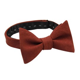 Mens Solid Linen Self Tie Bow Ties and Pocket Square Set (Cinnamon)
