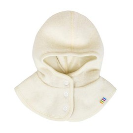 Joha Baby Kids Unisex Button Down Balaclava Merino Wool Scarf Hat, natural
