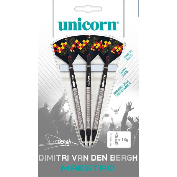 Unicorn Unisex's Maestro 90% Tungsten - Dimitri Van den Bergh Soft Tip Darts, Black/red/Orange, 18G