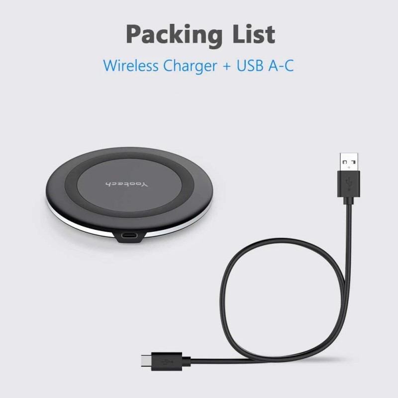 Yootech Wireless Charger,10W Max Fast Charging Pad Black/Black