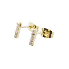 Honeycat Crystal Drop Bar Stud Earrings in 18k Gold Plate | Minimalist, Delicate Jewelry (G)