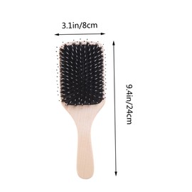 FRCOLOR Massage Comb Paddle Hairbrush Hair Brush Hairbrush for Curly Wavy Hair Boar Bristle Brush Wooden Black