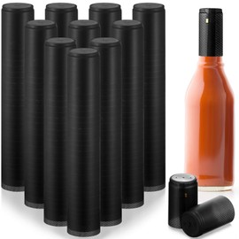 Zonon 200 Pieces PVC Heat Shrink Capsules Hot Sauce Bottles 28 x 50mm Wine Woozy Bottles Capsules Shrink Caps,5oz 10oz(Black)
