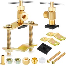 2 Pcs Brass Self Piercing Saddle Valve Copper Self Tapping Valve with 1/4 Inch Compression Outlet for 3/8 to 1-5/16 Inch Water Pipe Supply