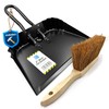 Metal Dustpan and Brush Set Featuring Flat Lip for Better