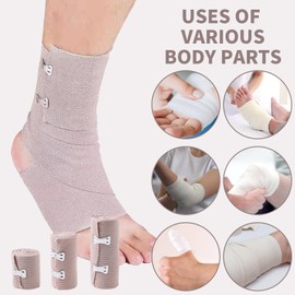 VARKAGE Pack of 6 Elastic Bandages, Elastic Bandage with Metal Clips, Elastic Bandage for Ankle Support, Arm Leg or Chest Basket Injuries (4.5 m x 5 cm, 4.5 m x 7.5 cm, 4.5 m x 10 cm)