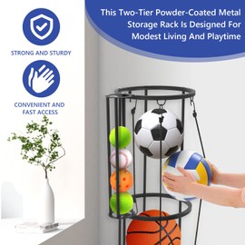 AWZITUO garage Ball Storage ball rack holder Basketball Rack sports ball storage Wall Mounted Sports Equipment Organizer Vertical Ball Rack Soccer Volleyball Rugby wall mount holder