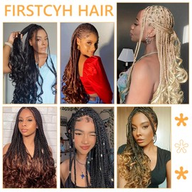 7 Packs French Curl Braiding Hair - 18 Inch Curly Braiding Hair 1B French Curls Braiding Hair Extensions for Black Women (18 Inch(7Packs), 30#)