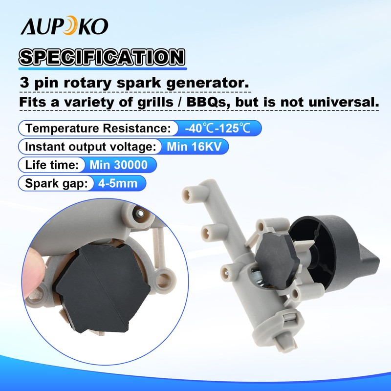 Aupoko 3 Outlet Rotary Piezo Ignitor with Knob, Replacement for