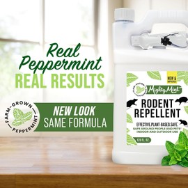 Mighty Mint Peppermint Oil Rodent Repellent Spray with Microfiber Cloth – Natural Indoor & Outdoor Control for Mice and Rats – Plant-Based, Extra-Strong Formula - 1 Gallon (128 oz)