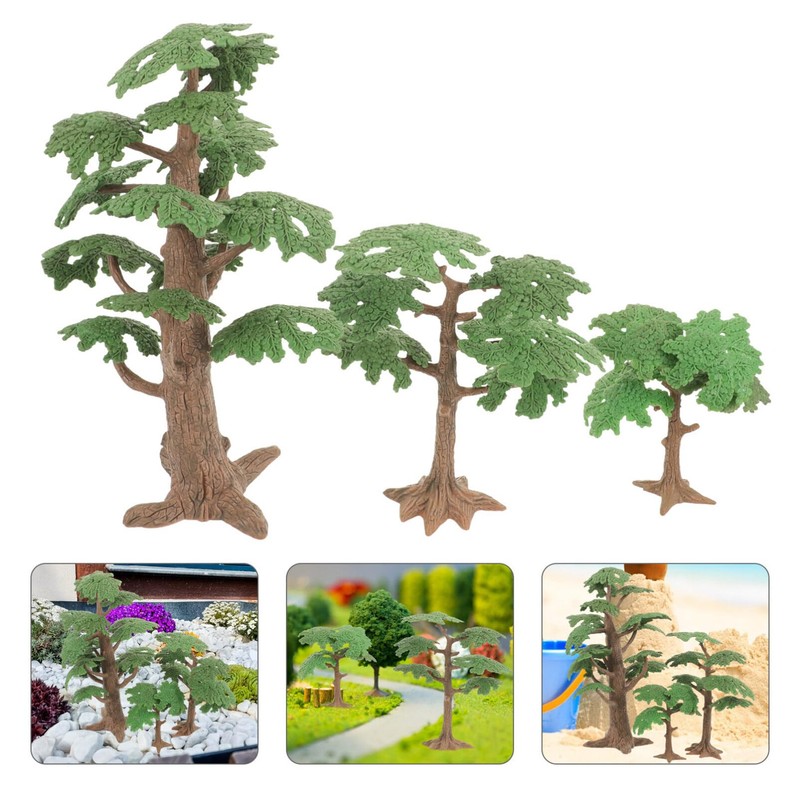 TEHAUX Mini Scene Accessory Model Trees 3PCS Diorama Trees Simulated