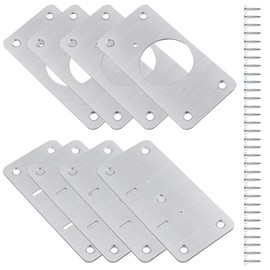 AKSIQIOL Set of 8 Heavy-Duty Stainless Steel Hinge Reinforcement Plates, Sliver, 9x5 Centimeters, 8 Count, Surface Mount, Easy Installation, Universal Compatibility