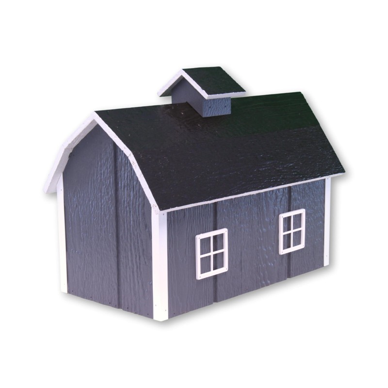 AmishToyBox.com Deluxe Wooden Mailbox, Post Mount, Dutch Barn Style (Dark