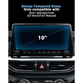 WEIPIN For 2022~2024 Kia Forte (GT-line/GT/GT Manual) Screen Protector 10 Inch Glossy Tempered Glass Touchscreen *1 Accessories 9H Hardness Glass - No More Scratch&Fingerprint